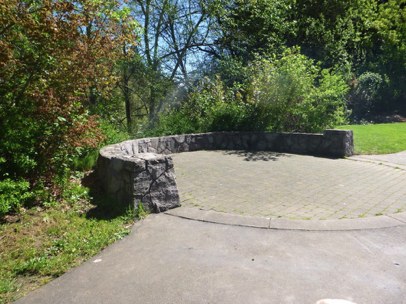 Sitting area along the paved perimeter trail